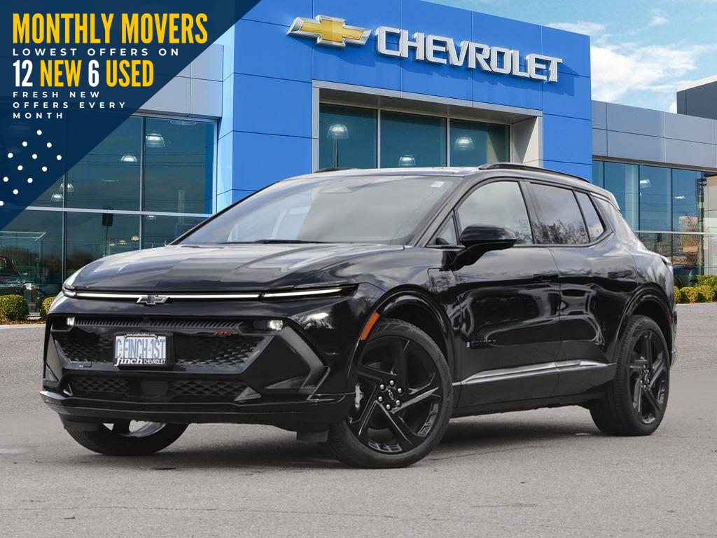 black 2025 chevrolet equinox EV RS LT in front of dealership